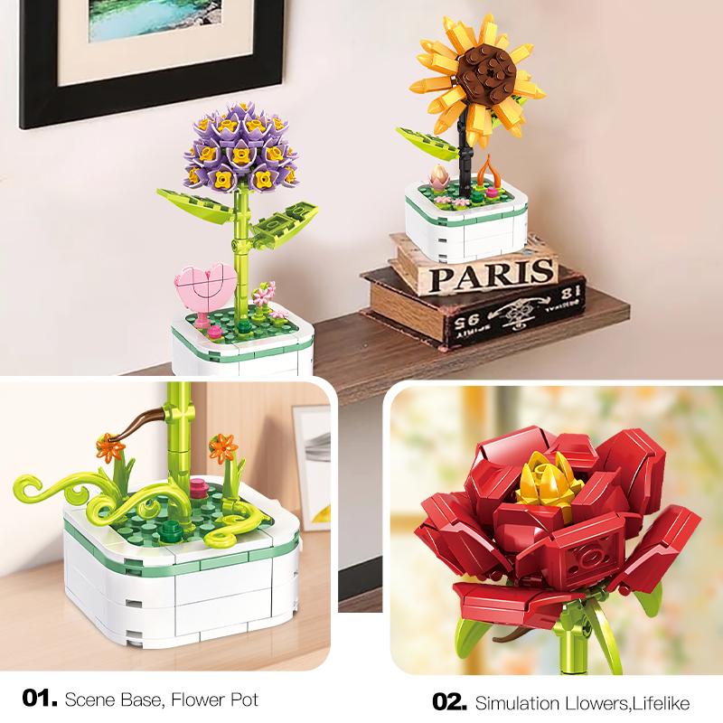 Flower Pot Collection - Clematis/Jasmine/Red Peony/Camellia/Hyacinth/Sunflower