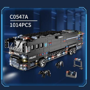 City Police Car Building Block Set, 7 in 1 SWAT Mobile Command Center Truck with Police Car, Helicopter, Boat