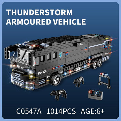 City Police Car Building Block Set, 7 in 1 SWAT Mobile Command Center Truck with Police Car, Helicopter, Boat