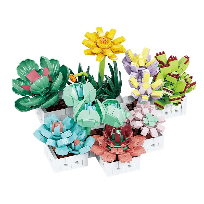 Succulent Flowers Set Building Block